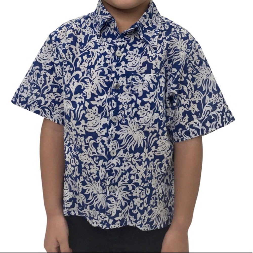Acacia boys aloha shirt in blue batik